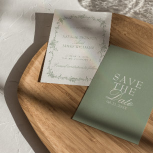 Reserve A Data Jardim Verde Sálvia Floral Casamento Dinheiro Anti