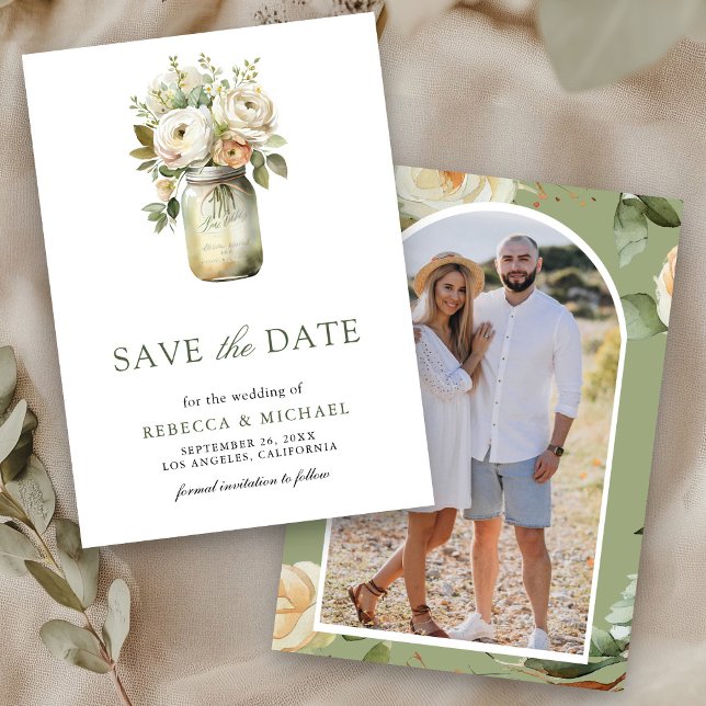 Reserve A Data Jarra de Pedra com Rosas Brancas Foto Casamento (Criador carregado)