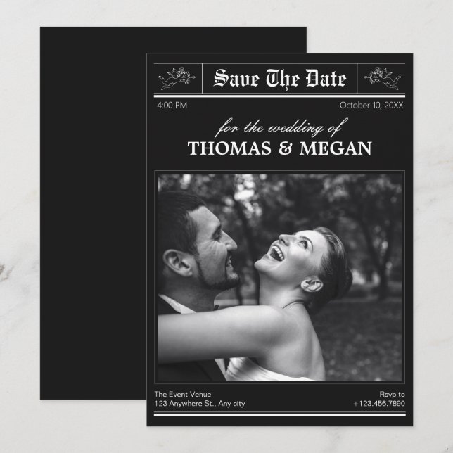 Reserve A Data Jornal de fotografia de casamento (Frente/Verso)