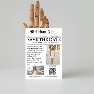 Reserve A Data Jornal moderno Elegante Quinceañera qr code