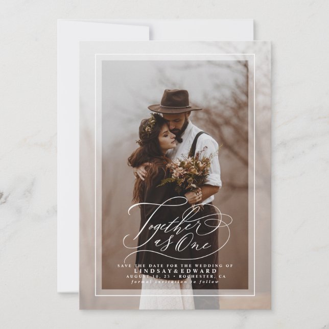 Reserve A Data Juntos como um Elegante Salvar a Foto da Data (Frente)