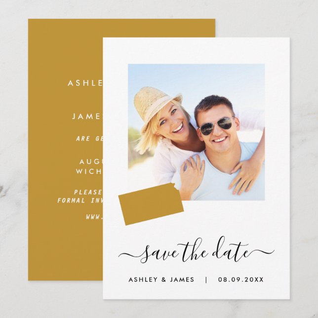 Reserve A Data Kansas Map Photo Wedding Save the Date Card (Frente/Verso)