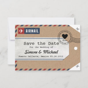 Reserve A Data Kraft Paper Etiqueta de Bagagem Airmail Save the D