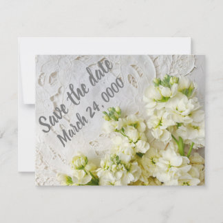 Reserve A Data Lace antigo com flores brancas