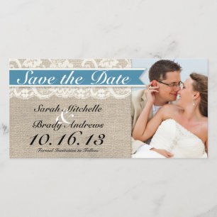 Reserve A Data Lace & Burlap Look Save Date - Mediterrâneo
