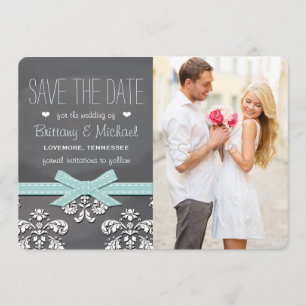 Reserve A Data Lace e Arco do Quadro Azul Aqua Salve a Data Card