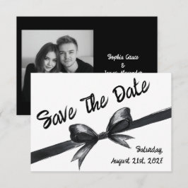 Reserve A Data Laço Preto e Branco | Casamento Elegante | Monocro