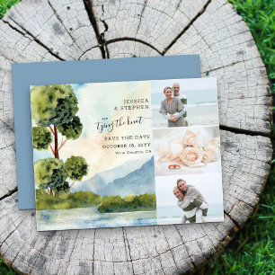 Reserve A Data Lago Evergreen Watercolor 3 Foto Salvar A Data