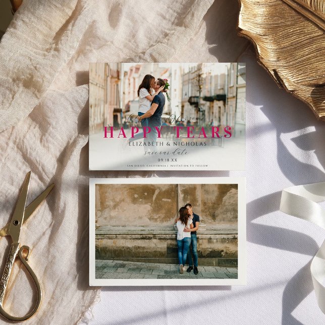 Reserve A Data Lágrimas felizes | Foto em branco Salvar data (Criador carregado)