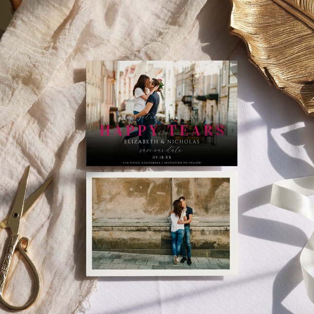 Reserve A Data Lágrimas felizes | Foto em branco Salvar data (Criador carregado)