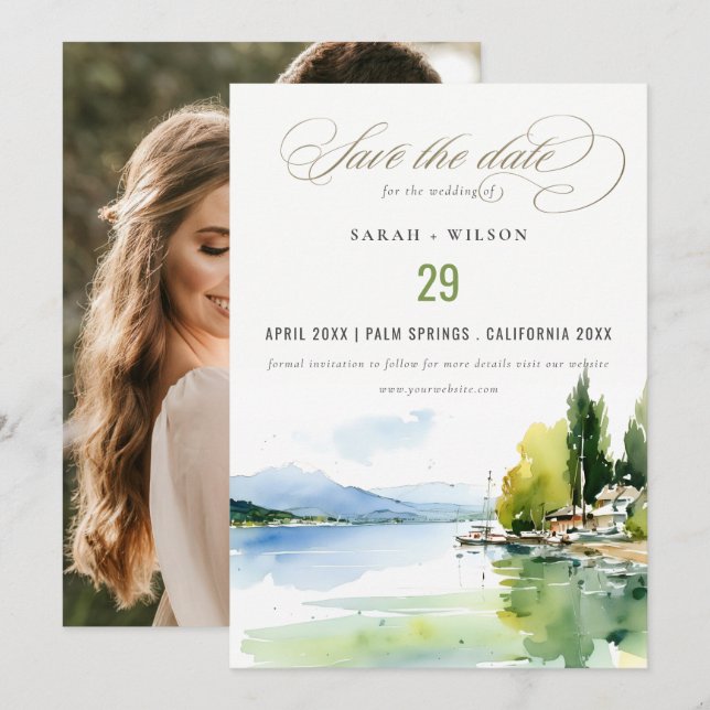 Reserve A Data Lake Geneva Switzerland Landscape Wedding Photo (Frente/Verso)