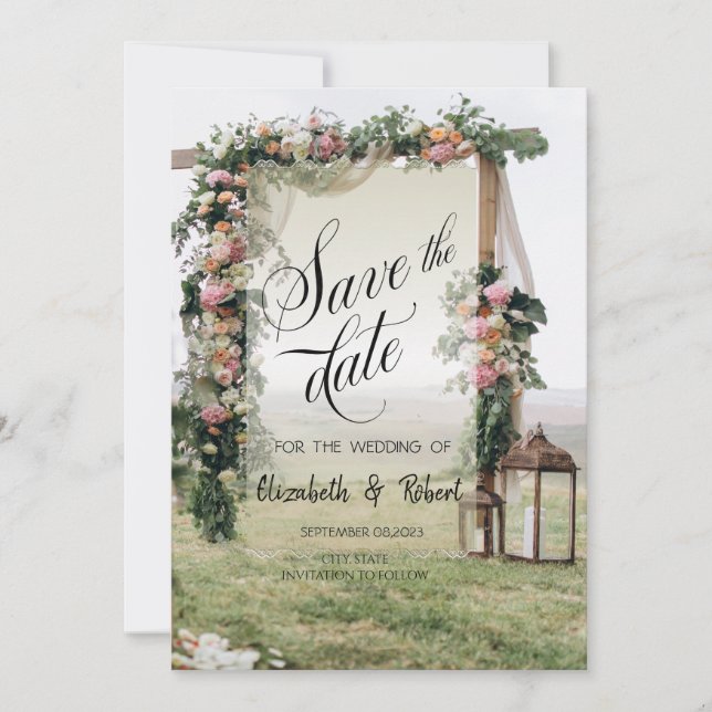 Reserve A Data Lâmpada de Árvore de Casamento Save The Date (Frente)