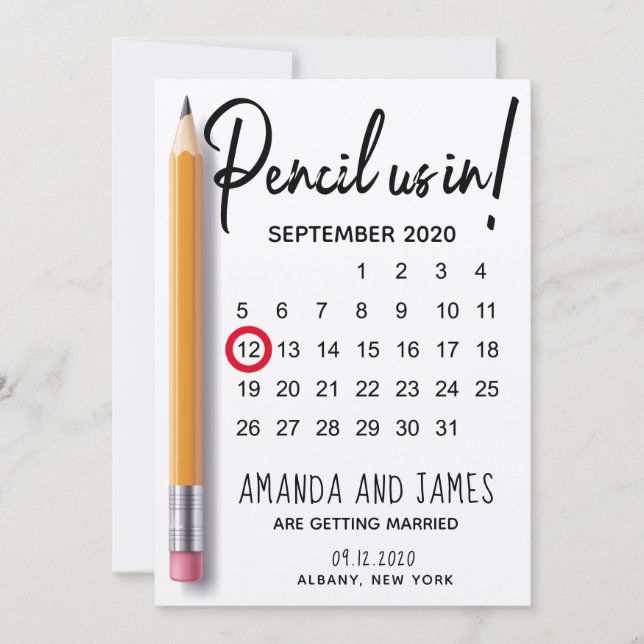 Reserve A Data Lápis Modernos No Quadro Do Calendário (Frente)