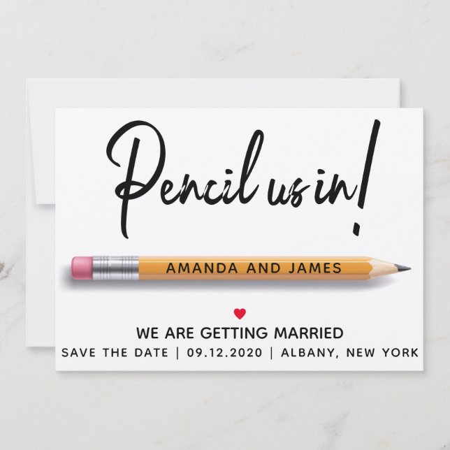 Reserve A Data Lápis Simples Modernos Em Cartolina (Frente)