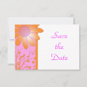 Reserve A Data Laranja Brilhante e Rosa Casamento Salve a Data