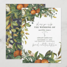 Laranja cítrica aquarela botânica casamento