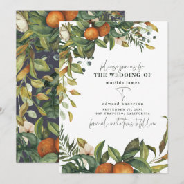Reserve A Data Laranja cítrica aquarela botânica casamento