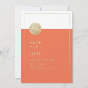 Reserve A Data Laranja salvar a data do casamento moderno minimal