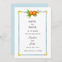 Laranja Vintage com Aquarela salvar a data