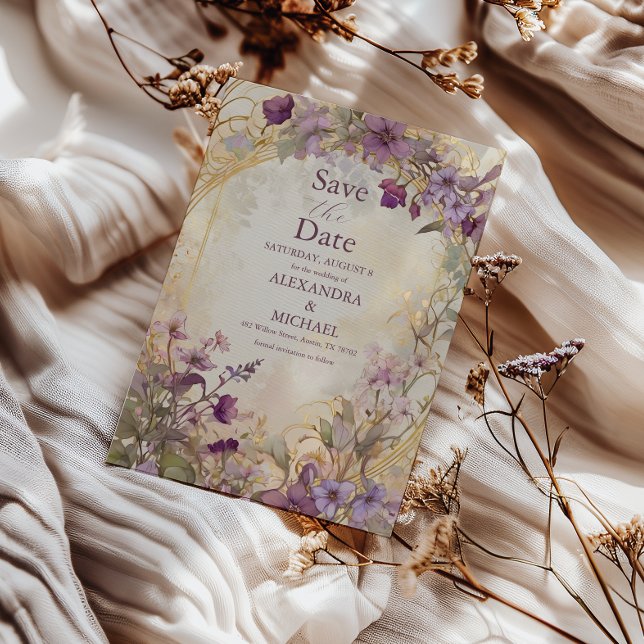 Reserve A Data Lavanda Art Nouveau Mucha (Criador carregado)