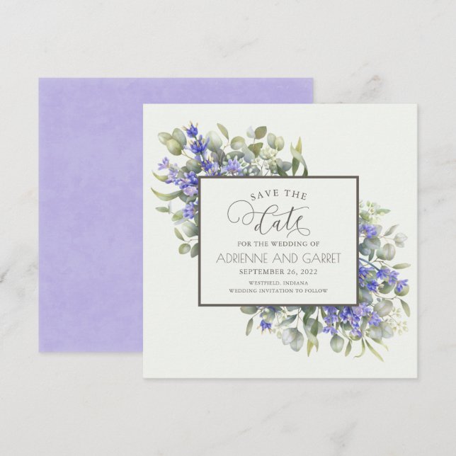 Reserve A Data Lavanda Com Eucalyptus Wedding (Frente/Verso)