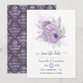 Reserve A Data Lavanda e Casamento Floral de Prata