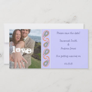 Reserve A Data Lavanda Paisley Salve a data da sua foto