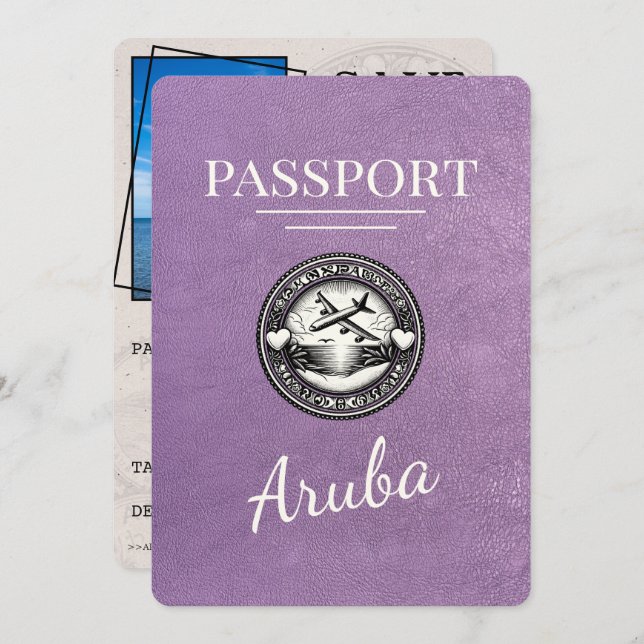 Reserve A Data Lavanda Purple Aruba Passport Salvar Data (Frente/Verso)