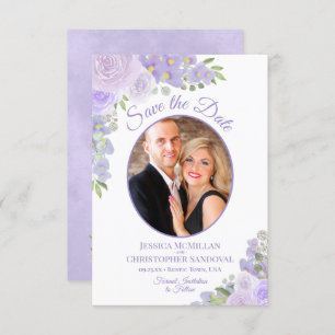 Reserve A Data Lavanda Purple Watercolor Floral e Casamento Fotog