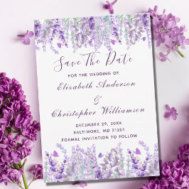 Reserve A Data Lavanda Verdejante Aquarela Floral Formal Elegante