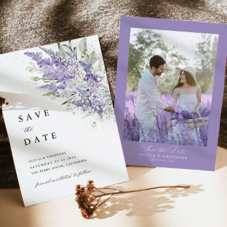 Reserve A Data Lavender & Sage Green Floral Photo Wedding