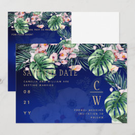 Reserve A Data LeahG Tropical Azul Verde Rosa Floral Casamento