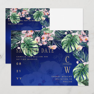 Reserve A Data LeahG Tropical Azul Verde Rosa Floral Casamento