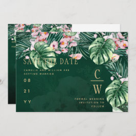 Reserve A Data LeahG Verde Tropical Rosa Botânico Casamento