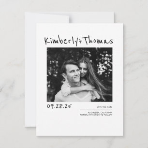 Reserve A Data Legant Modern White Save the Date Photo
