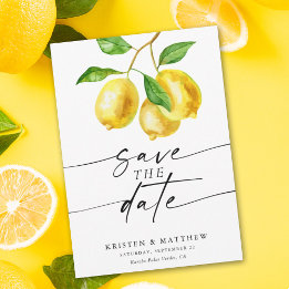 Reserve A Data Lemon Watercolor Modern Wedding