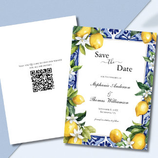 Reserve A Data Lemons Mediterranean QR code Wedding Save the Date