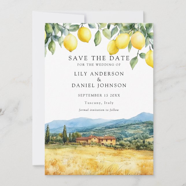 Reserve A Data Lemons Tuscan Scene Italian Wedding (Frente)
