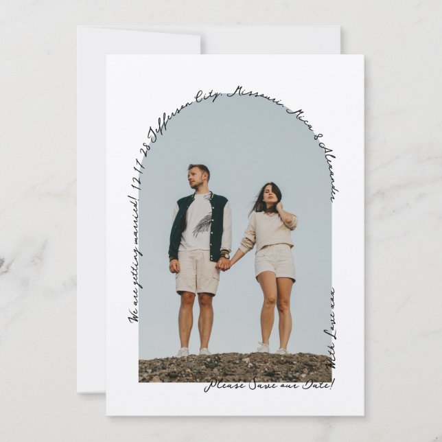 Reserve A Data Letra com manuscrito com alça simples preta e bran (Frente)