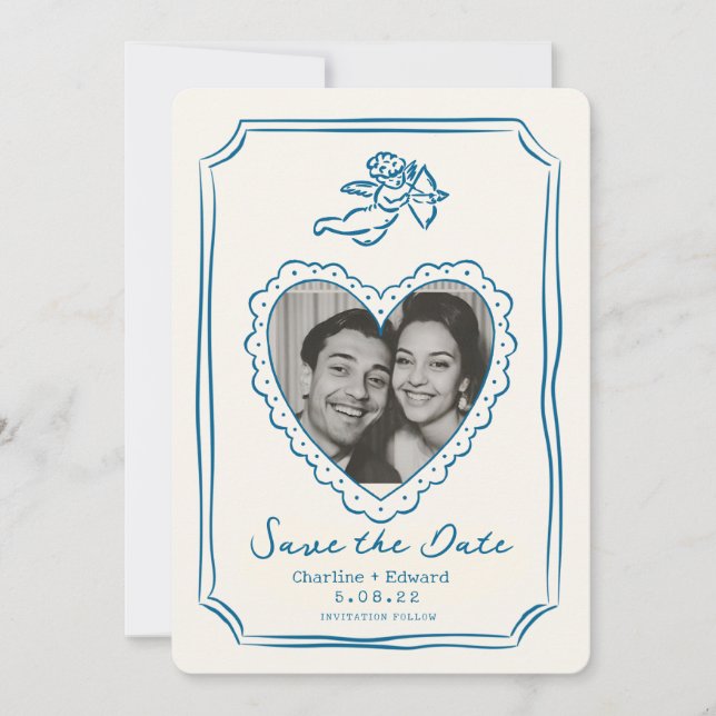 Reserve A Data Letra Divertida Desenhada à Mão Salve a data (Frente)