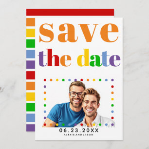 Reserve A Data Letras coloridas pontos e listras gay laranja