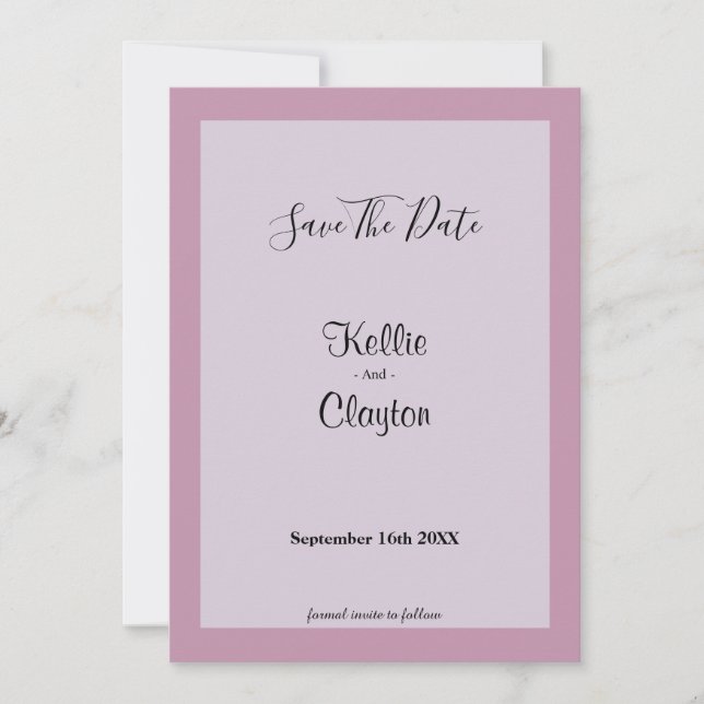 Reserve A Data Leve Púrpura Enquadrada Salvar Data (Frente)