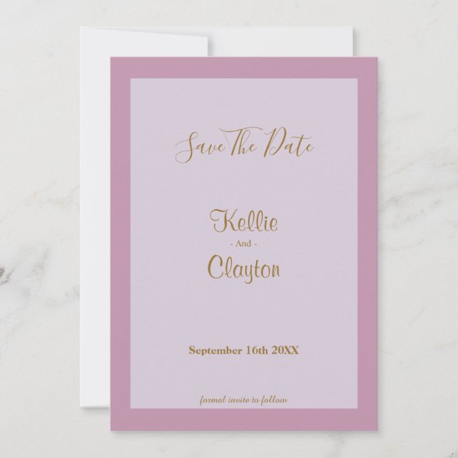 Reserve A Data Leve Púrpura Enquadrada Salvar Data (Frente)