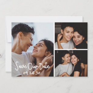 Reserve A Data LGBTQ Modern Photo Collage Flat Save The Date Card