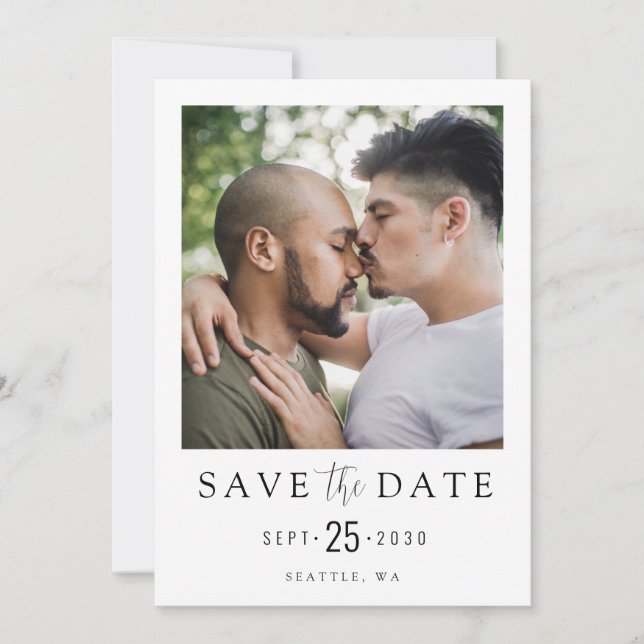 Reserve A Data LGBTQ Moderno Simples Elegante Foto Salvar Data (Frente)