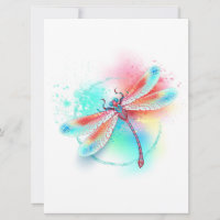 libélula vermelha sobre fundo de aquarela