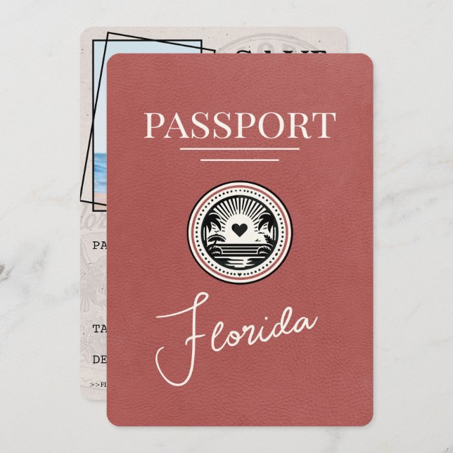 Reserve A Data Light Burgundy Florida Passport Salvar a Data (Frente/Verso)