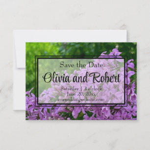 Reserve A Data Lilac floral roxo Elegante Guarde a Data