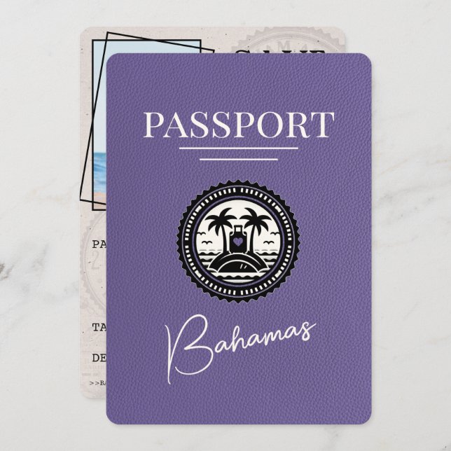 Reserve A Data Lilac Purple Bahamas Passaporte Salvar Data (Frente/Verso)