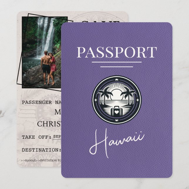 Reserve A Data Lilac Purple Hawaii Passport Salvar Data (Frente/Verso)